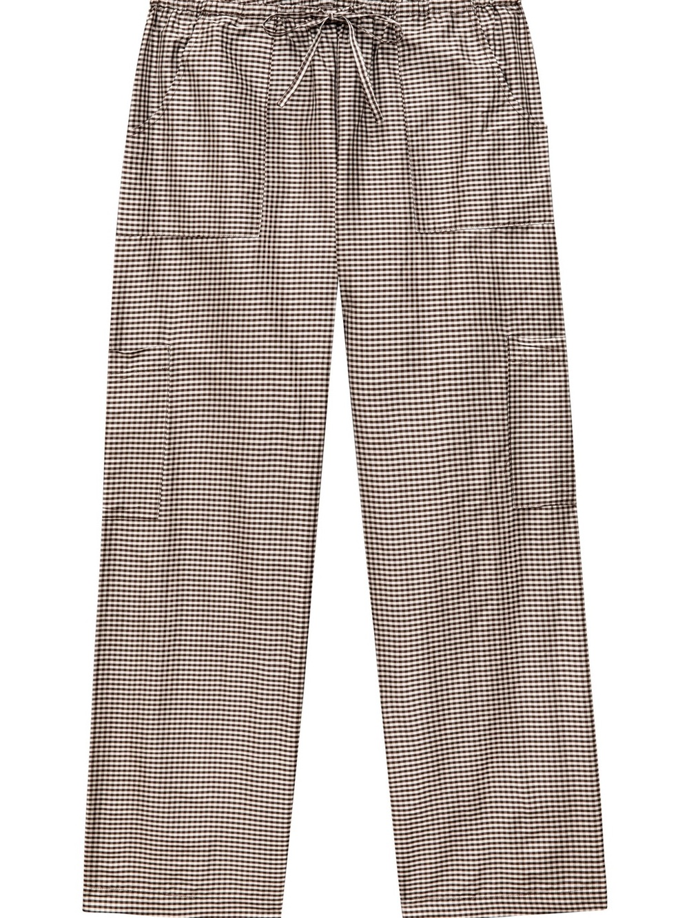 DONNI. Brown and White Gingham Wide-Leg Pants